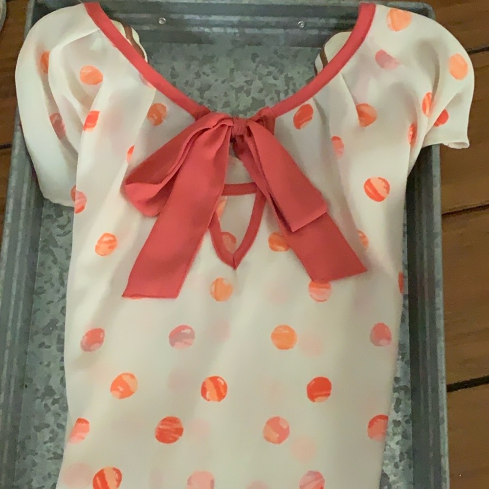 LC Lauren Conrad Coral and Cream Blouse